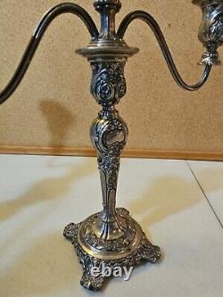 Paire Vintage de Candélabres Convertibles en Argent Plaqué à 3 Lumières Wm Rogers & Son