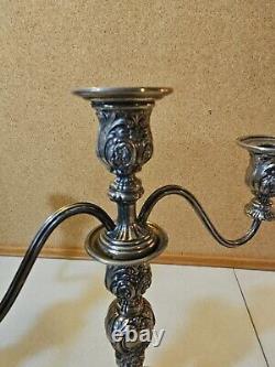 Paire Vintage de Candélabres Convertibles en Argent Plaqué à 3 Lumières Wm Rogers & Son