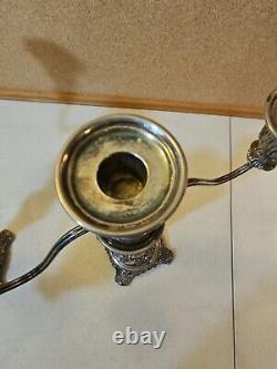 Paire Vintage de Candélabres Convertibles en Argent Plaqué à 3 Lumières Wm Rogers & Son