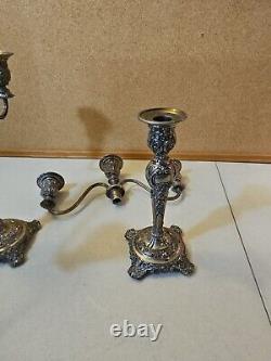 Paire Vintage de Candélabres Convertibles en Argent Plaqué à 3 Lumières Wm Rogers & Son