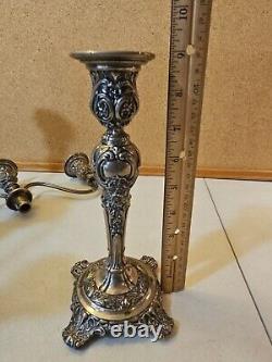 Paire Vintage de Candélabres Convertibles en Argent Plaqué à 3 Lumières Wm Rogers & Son
