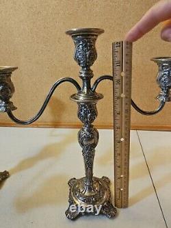 Paire Vintage de Candélabres Convertibles en Argent Plaqué à 3 Lumières Wm Rogers & Son