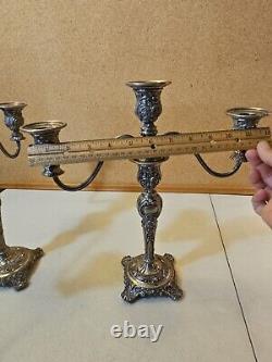 Paire Vintage de Candélabres Convertibles en Argent Plaqué à 3 Lumières Wm Rogers & Son