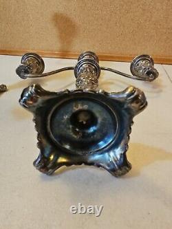 Paire Vintage de Candélabres Convertibles en Argent Plaqué à 3 Lumières Wm Rogers & Son