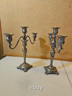 Paire Vintage de Candélabres Convertibles en Argent Plaqué à 3 Lumières Wm Rogers & Son