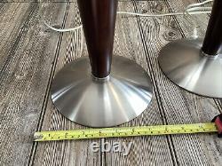 Paire Vintage de Lampes de Table Retro en Bois et Acier Anthony Californie 2 Lumières Fonctionnelles