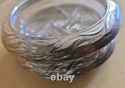 Paire Vintage de Sous-Verre en Verre et Argent Sterling Décoratif en Forme de Feuille Ondulée Frank Whiting