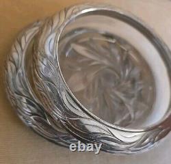 Paire Vintage de Sous-Verre en Verre et Argent Sterling Décoratif en Forme de Feuille Ondulée Frank Whiting