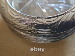 Paire Vintage de Sous-Verre en Verre et Argent Sterling Décoratif en Forme de Feuille Ondulée Frank Whiting