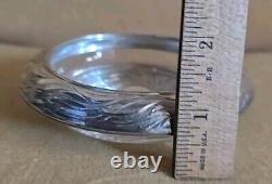 Paire Vintage de Sous-Verre en Verre et Argent Sterling Décoratif en Forme de Feuille Ondulée Frank Whiting
