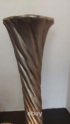 Paire Vintage de Vases Cornucopia en Tête de Bélier Métal, Lourd Plus de 30 lbs Grand 14 H