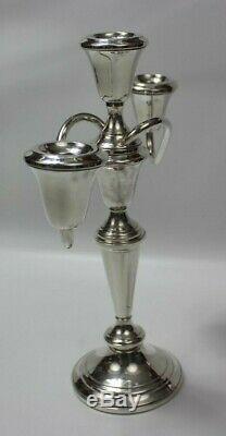 Paire Vtg Fisher En Argent Sterling Convertibles 3 -candle Bougeoirs 12,925 376