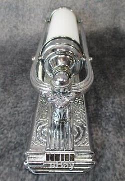 Paire Vtg Moe Bros Haut Style Art Déco Chrome Cylindre Sconces C. 1938 Restaurer