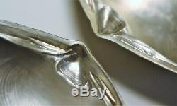 Paire Vtg Wallace Shell Clam En Argent Sterling Footed Vaisselle. Marqué 4020 Sterling