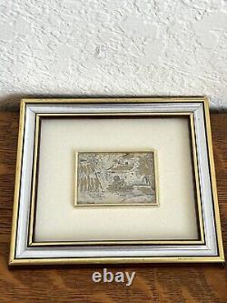 Paire d'Art Vintage Italien avec Flocons d'Or sur Cadre en Argent Sterling