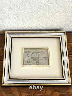 Paire d'Art Vintage Italien avec Flocons d'Or sur Cadre en Argent Sterling