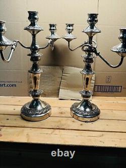 Paire d'anciennes candelabres en argent américain Goldfeder en métal argenté vintage