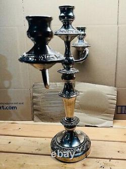 Paire d'anciennes candelabres en argent américain Goldfeder en métal argenté vintage
