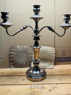 Paire d'anciennes candelabres en argent américain Goldfeder en métal argenté vintage