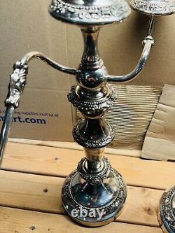 Paire d'anciennes candelabres en argent américain Goldfeder en métal argenté vintage