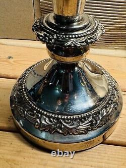 Paire d'anciennes candelabres en argent américain Goldfeder en métal argenté vintage