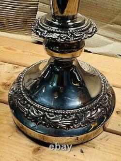 Paire d'anciennes candelabres en argent américain Goldfeder en métal argenté vintage