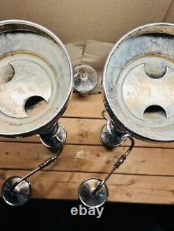 Paire d'anciennes candelabres en argent américain Goldfeder en métal argenté vintage