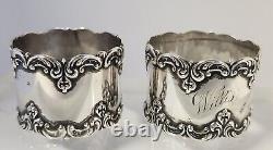 Paire d'anneaux de serviette en argent sterling GORHAM Vintage Antique #32345 (1) Mono Willis