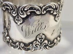Paire d'anneaux de serviette en argent sterling GORHAM Vintage Antique #32345 (1) Mono Willis