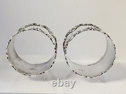 Paire d'anneaux de serviette en argent sterling GORHAM Vintage Antique #32345 (1) Mono Willis