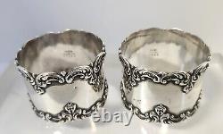 Paire d'anneaux de serviette en argent sterling GORHAM Vintage Antique #32345 (1) Mono Willis