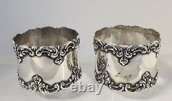 Paire d'anneaux de serviette en argent sterling GORHAM Vintage Antique #32345 (1) Mono Willis