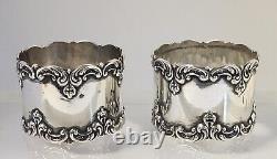 Paire d'anneaux de serviette en argent sterling GORHAM Vintage Antique #32345 (1) Mono Willis