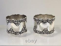 Paire d'anneaux de serviette en argent sterling GORHAM Vintage Antique #32345 (1) Mono Willis