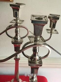 Paire d'antiques chandeliers en argent massif sterling vintage de Birmingham 1937-41