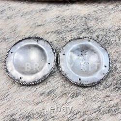 Paire de 2 1/4 Conchos Bombés en Argent Sterling Vintage