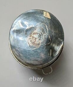 Paire de 2 bocaux à épices en verre vintage avec revêtement en argent sterling à motif floral