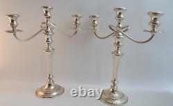 Paire de 2 chandeliers anciens de 15 pouces de hauteur, Fisher Sterling Weighted 375, 3 livres 9 onces.