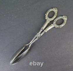 Paire de Pinces Anciennes en Acier Inoxydable Allemand avec Poignées en Argent Sterling Ornées