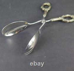 Paire de Pinces Anciennes en Acier Inoxydable Allemand avec Poignées en Argent Sterling Ornées