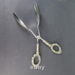 Paire de Pinces Anciennes en Acier Inoxydable Allemand avec Poignées en Argent Sterling Ornées