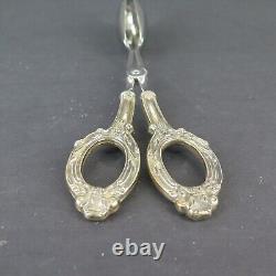 Paire de Pinces Anciennes en Acier Inoxydable Allemand avec Poignées en Argent Sterling Ornées