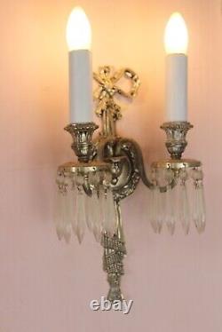 Paire de Sconces Vintage/Antiques en Cristal Français Électriques Magnifiques