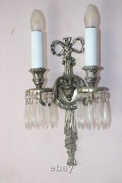 Paire de Sconces Vintage/Antiques en Cristal Français Électriques Magnifiques
