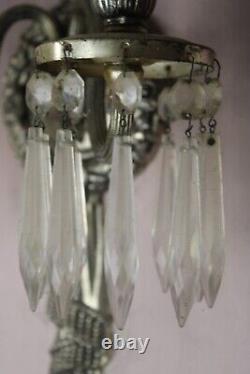 Paire de Sconces Vintage/Antiques en Cristal Français Électriques Magnifiques