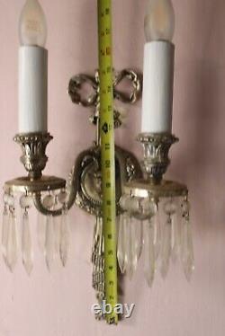 Paire de Sconces Vintage/Antiques en Cristal Français Électriques Magnifiques