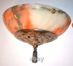Paire de appliques murales en bronze argenté et alabastre Art Déco luminaires vintage