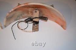 Paire de appliques murales en bronze argenté et alabastre Art Déco luminaires vintage