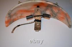Paire de appliques murales en bronze argenté et alabastre Art Déco luminaires vintage