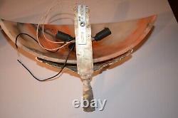 Paire de appliques murales en bronze argenté et alabastre Art Déco luminaires vintage